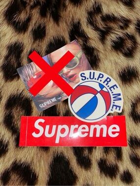 Supreme Red Logo and Blue Graphic Sticker Set - 2 STICKERS